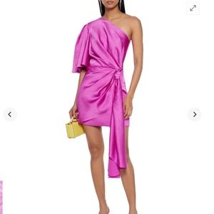 Solace London Marcie One-Shoulder Dress Magenta Pink Purple
